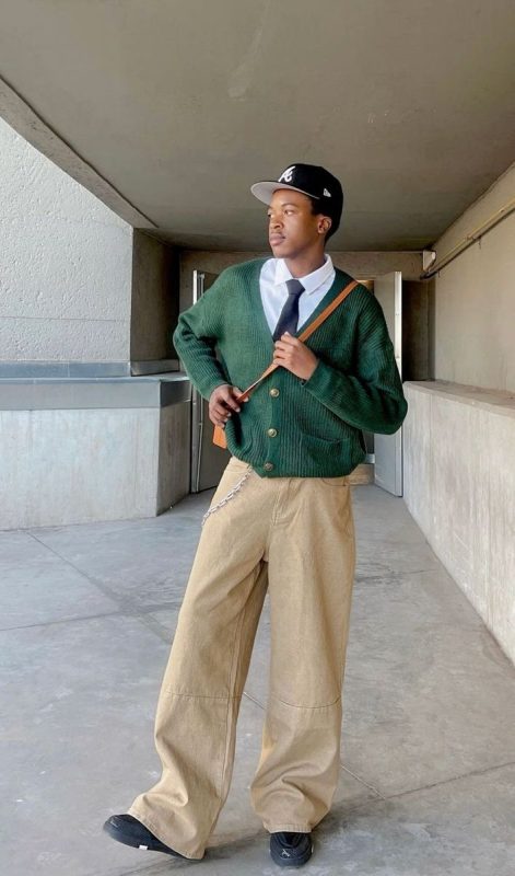 phối đồ với áo cardigan