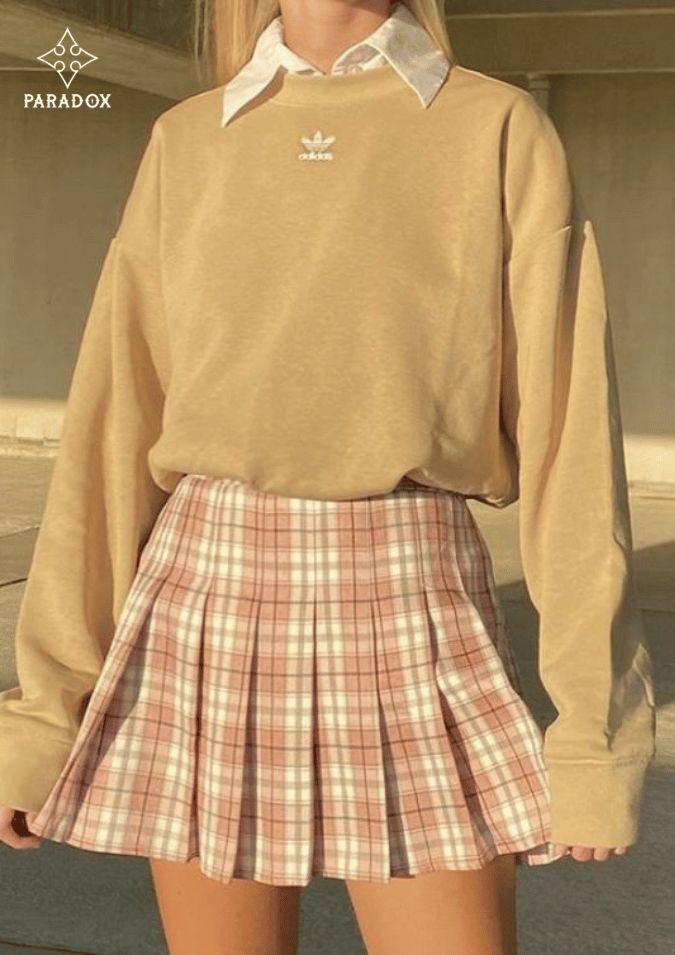 Chân váy caro phối với áo gì? - áo sweater Chân váy caro phối với áo gì? - áo sweater