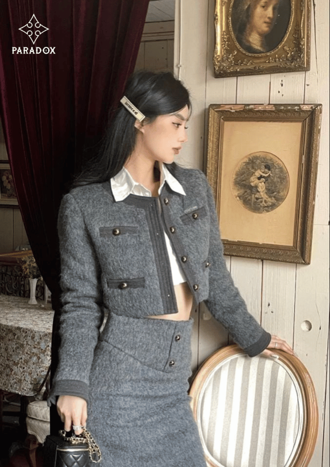 Chân váy len dài phối với áo gì đẹp? - áo tweed Chân váy len dài phối với áo gì đẹp? - áo tweed