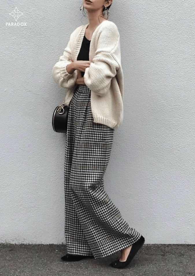 Họa tiết ghimham - Áo khoác cardigan với quần ống rộng