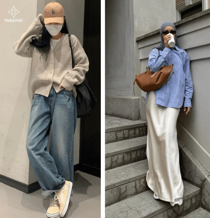 Màu xanh xám phối màu gì đẹp cho nữ? màu be thời thượng