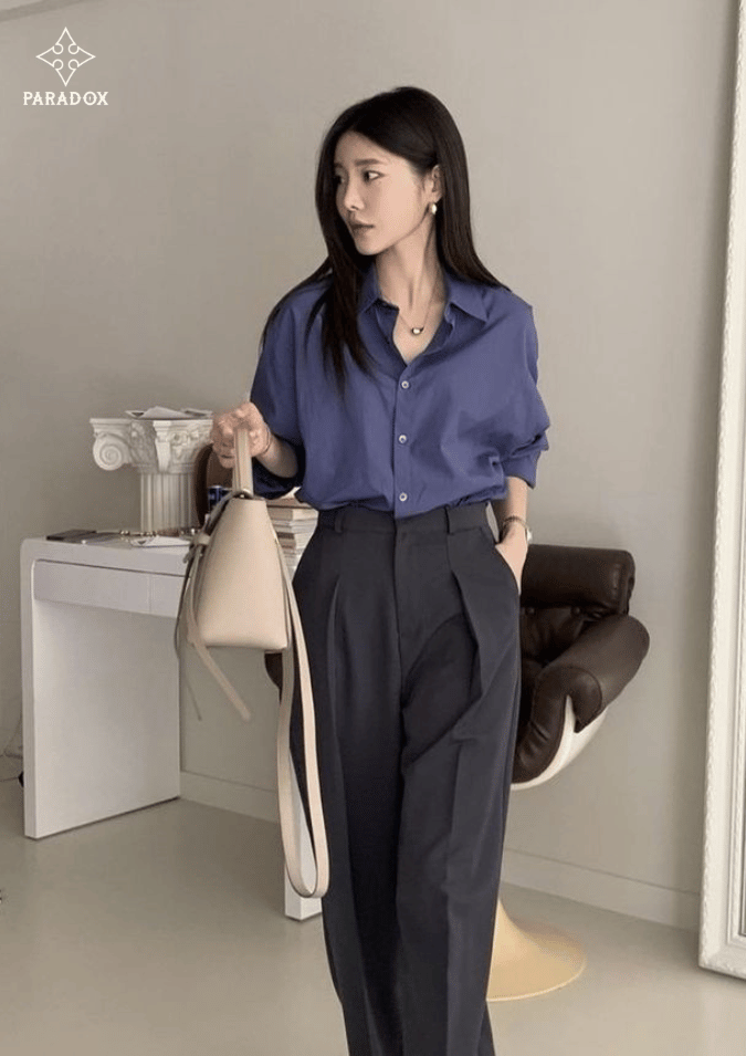 Mix đồ với màu xanh navy - xám đen