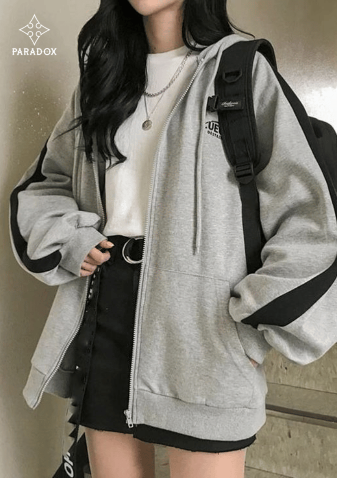Phối đồ với áo hoodie zip nữ khi đi học Phối đồ với áo hoodie zip nữ khi đi học