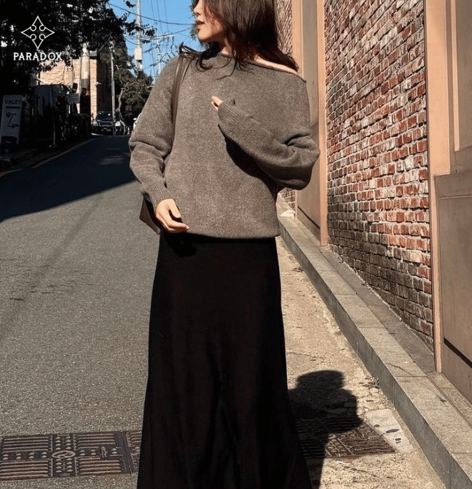 Phối đồ với áo sweater - chân váy dáng dài Phối đồ với áo sweater - chân váy dáng dài