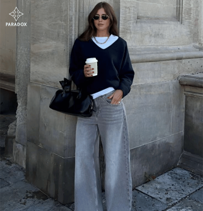 Phối đồ với áo sweater - layer với áo thun trắng Phối đồ với áo sweater - layer với áo thun trắng