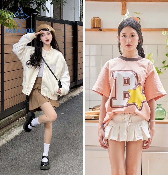 Phối đồ với chân váy xếp ly ngắn thời trang, năng động