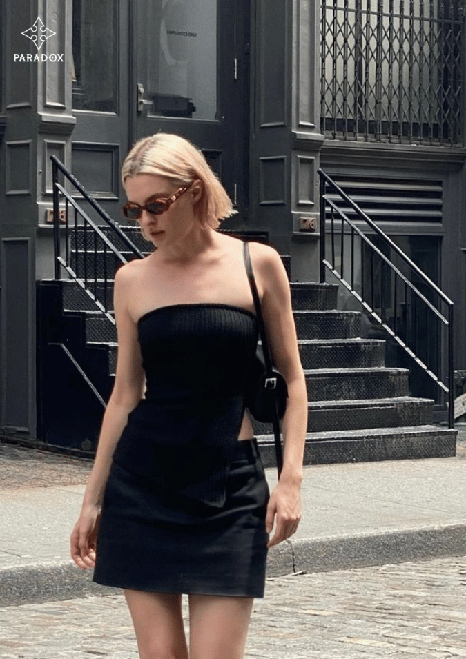 Phối đồ với mini skirt - áo quây Phối đồ với mini skirt - áo quây