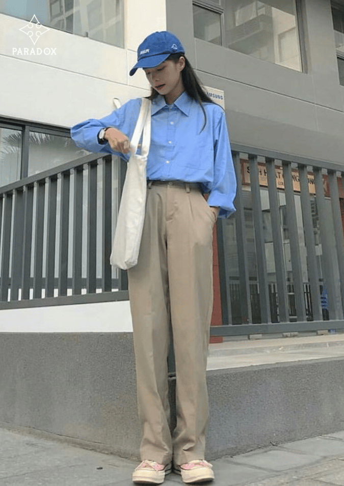 Quần be phối với áo màu gì đẹp - áo màu xanh dương pastel Quần be phối với áo màu gì đẹp - áo màu xanh dương pastel