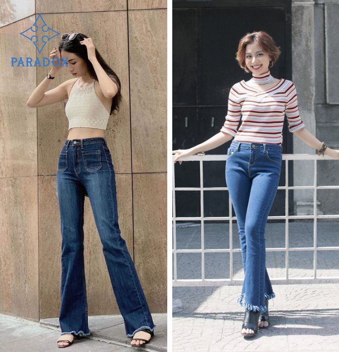 Quần jean ống loe phối với áo gì đơn giản