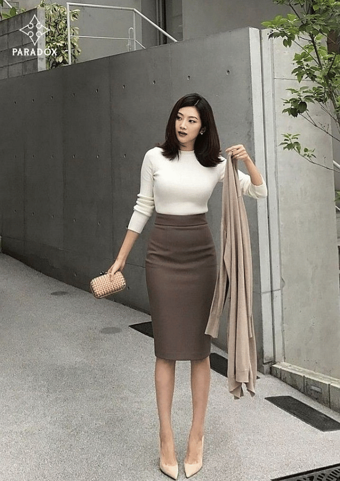 Phối đồ với chân váy bút chì hợp chốn công sở Phối đồ với chân váy bút chì hợp chốn công sở