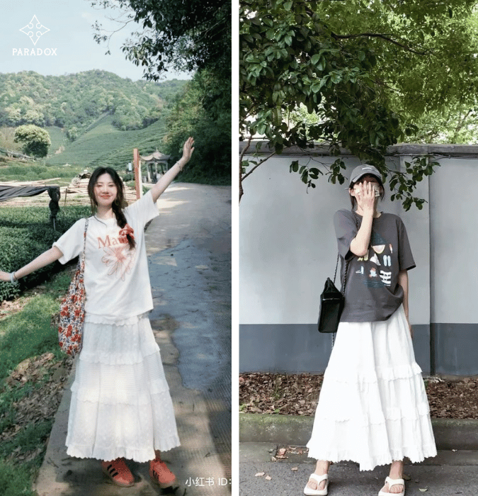 Phối áo với chân váy maxi dáng dài chuẩn đẹp