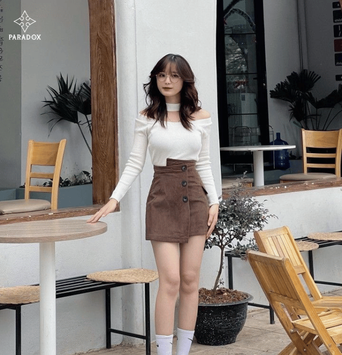 Mix đồ với quần giả váy theo dáng người thấp Mix đồ với quần giả váy theo dáng người thấp
