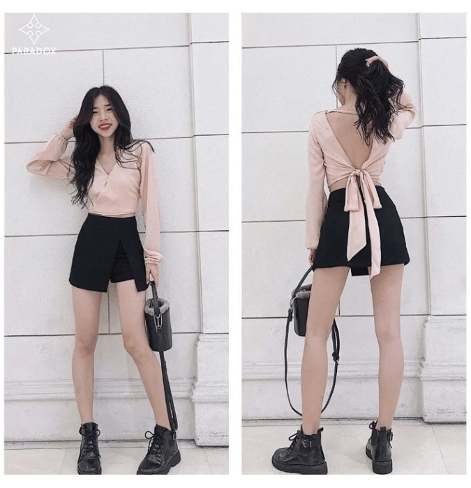 Mix đồ với quần giả váy theo dáng người quả táo Mix đồ với quần giả váy theo dáng người quả táo