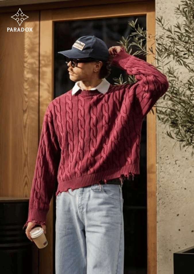 Phối áo sơ mi với sweater cùng quần jeans ống đứng Phối áo sơ mi với sweater cùng quần jeans ống đứng