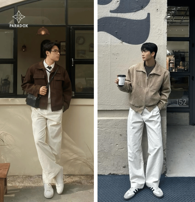 Phối đồ với quần jean trắng nam cùng áo khoác jeans Phối đồ với quần jean trắng nam cùng áo khoác jeans