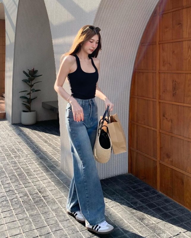 Cách phối đồ với quần ống rộng cho người lùn