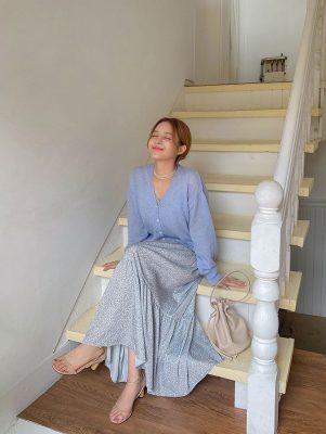 Áo Len Cardigan Mỏng Và Đầm Maxi