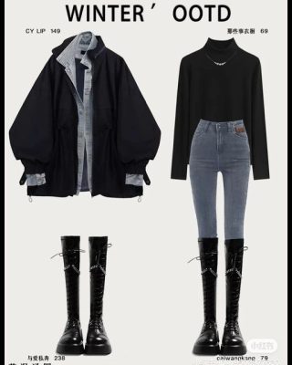 Áo len oversize + quần jean skinny + boot – Công thức phối đồ mùa đông ấm áp