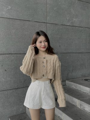 Áo khoác Cardigan len crop