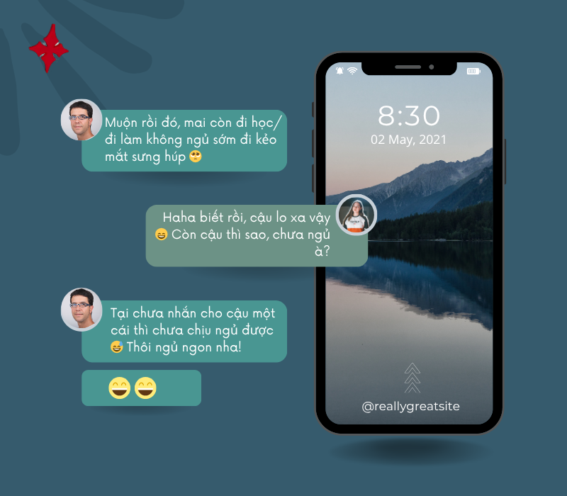 cách phản ứng khi crush reply tin nhắn chúc ngủ ngon