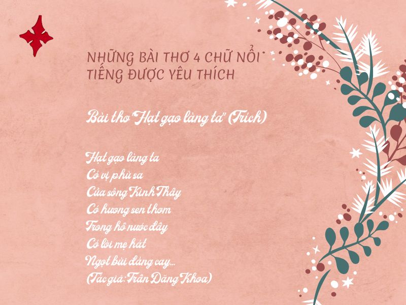 Những bài thơ 4 chữ nổi tiếng được yêu thích