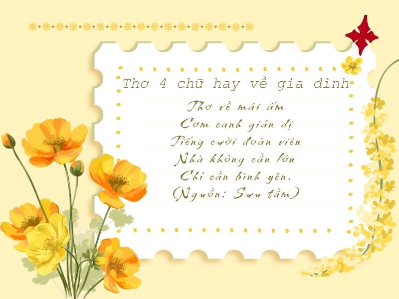 Thơ 4 chữ hay về gia đình