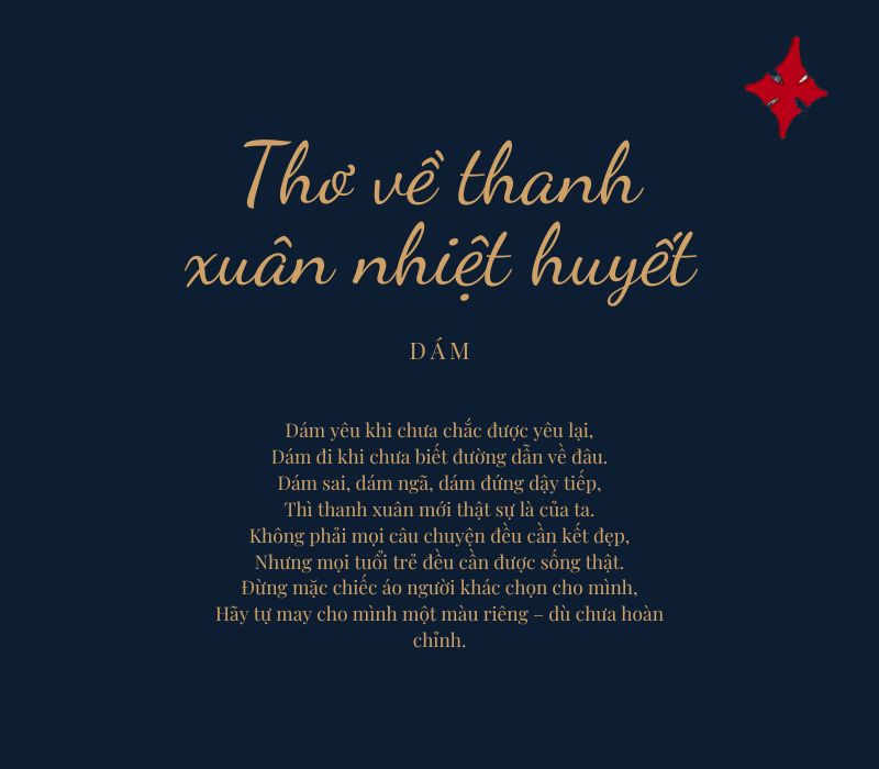 Thơ về thanh xuân nhiệt huyết – tuổi trẻ không nên sống nhạt