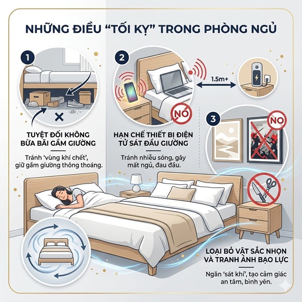 Những lưu ý về phong thủy phòng ngủ mệnh Kim
