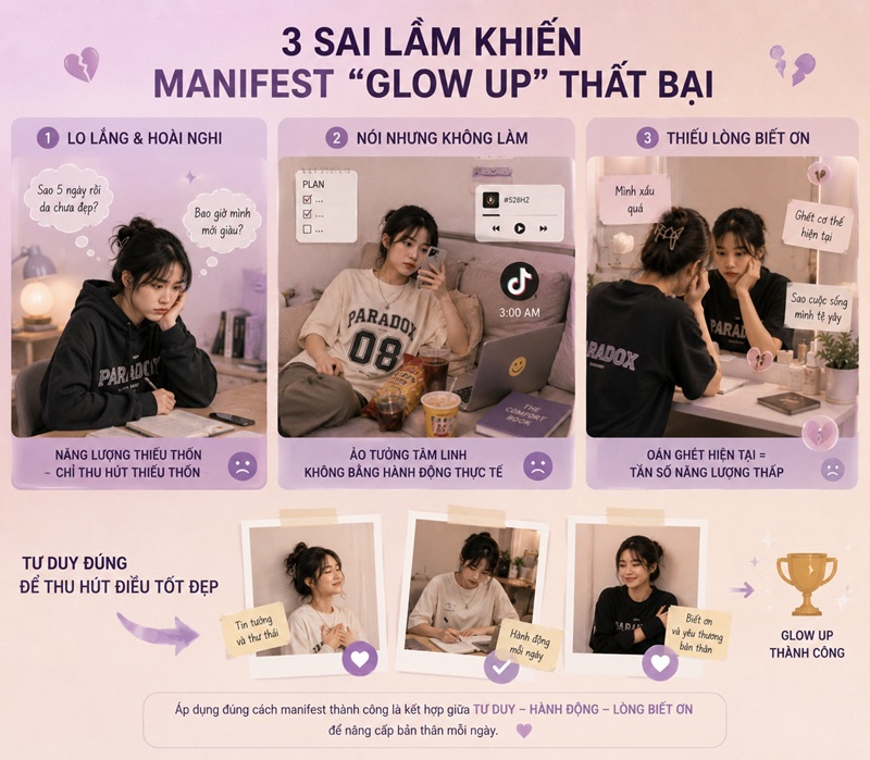 Cách Manifest Thành Công Cuộc Sống 'Glow Up' Sau 30 Ngày và 3 sai lầm cần tránh