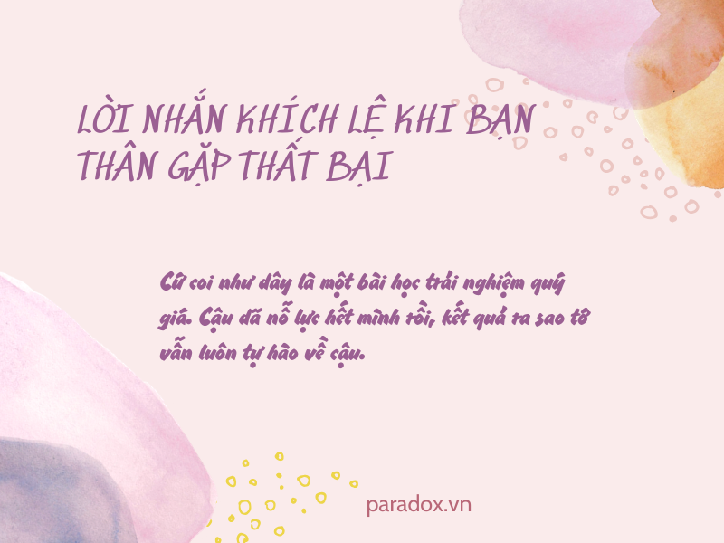 Lời nhắn khích lệ bạn thân khi gặp thất bại