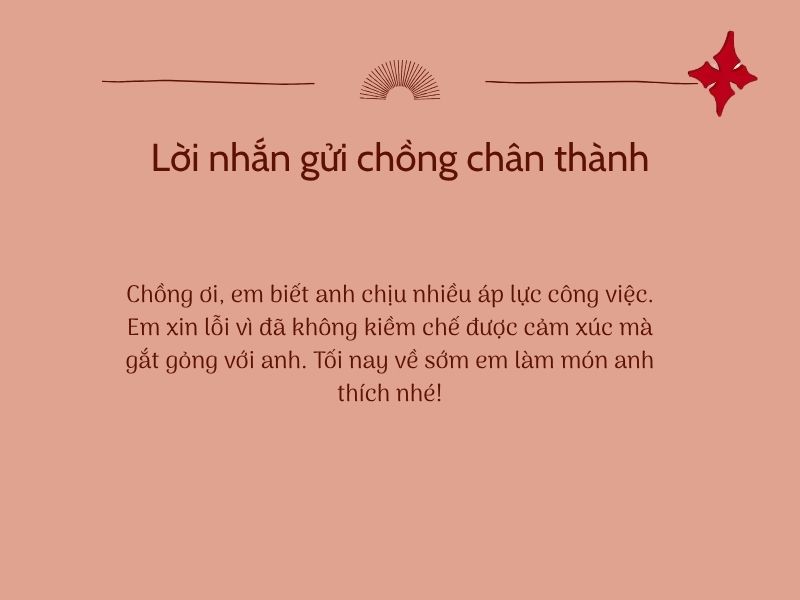 Lời nhắn gửi chồng chân thành