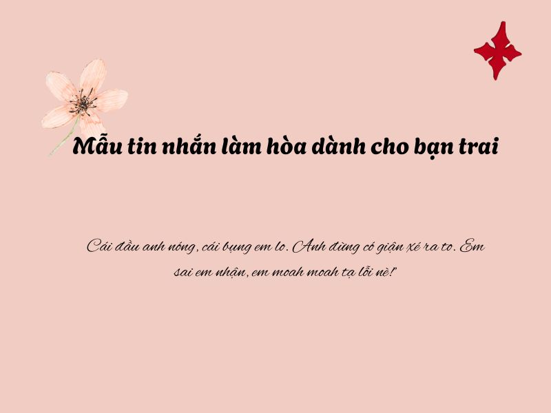 Mẫu tin nhắn làm hòa dành cho bạn trai
