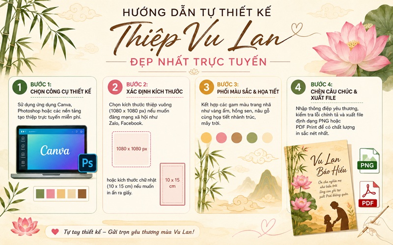 Hướng dẫn tự thiết kế thiệp vu lan đẹp nhất trực tuyến