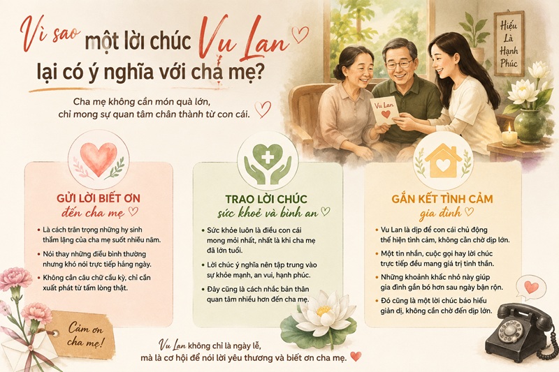 Nên gửi một lời chúc Vu Lan lại có ý nghĩa với cha mẹ