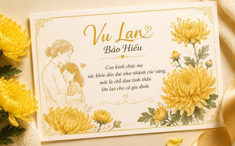 Mẫu thiệp hoa cúc vàng mang ý nghĩa trường thọ