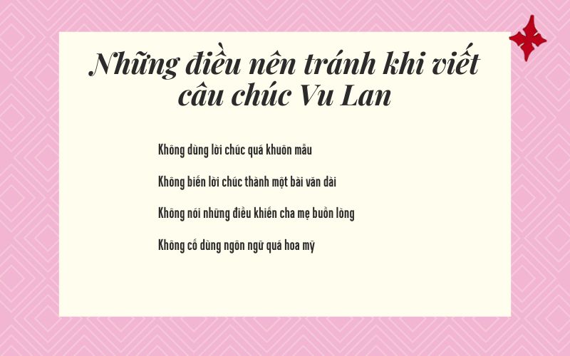 Những điều nên tránh khi viết câu chúc Vu Lan