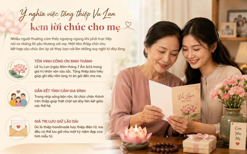 Ý nghĩa việc tặng thiệp Vu Lan kèm lời chúc cho mẹ