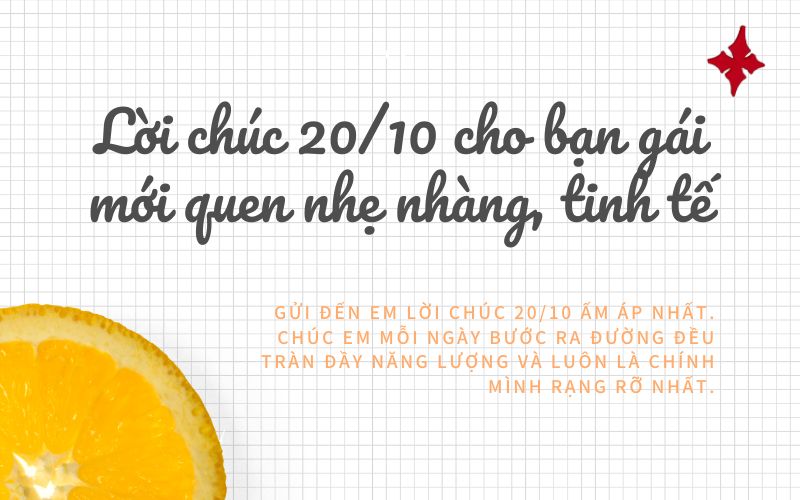 Lời chúc 20/10 cho bạn gái mới quen nhẹ nhàng, tinh tế