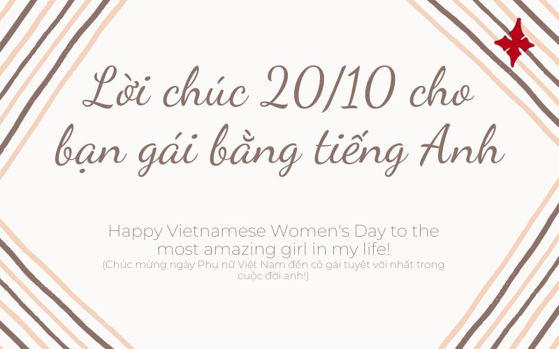 Lời chúc 20/10 cho bạn gái bằng tiếng Anh