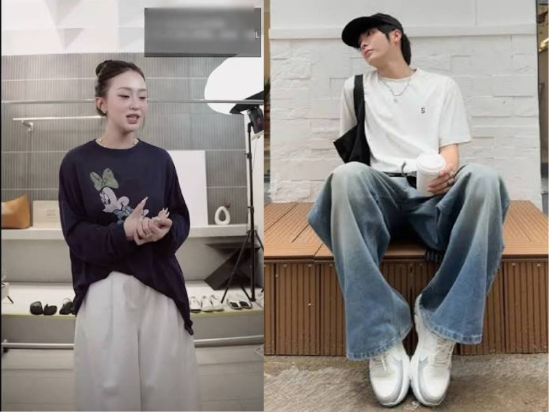 Áo graphic nổi bật + quần tối màu + sneaker