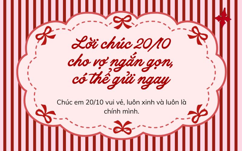 lời chúc 20/10 hay cho vợ ngắn gọn, có thể gửi ngay