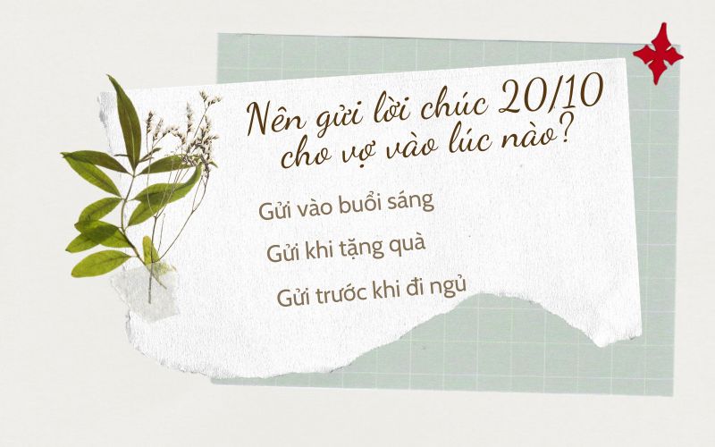 Nên gửi lời chúc 20/10 cho vợ vào lúc nào?