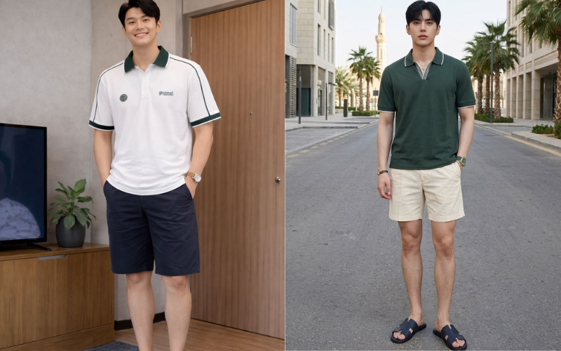 Quần short Kaki/Tây phối cùng áo polo
