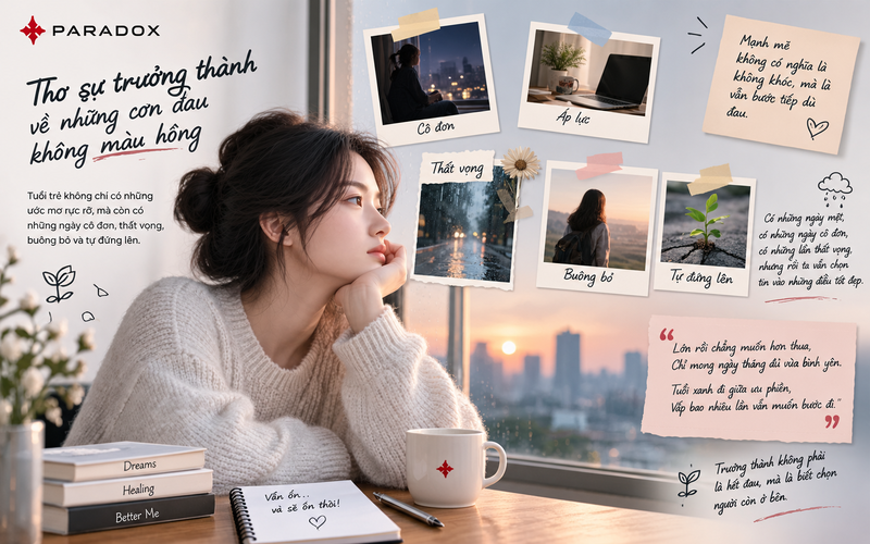 Thơ sự trưởng thành về những cơn đau không màu hồng