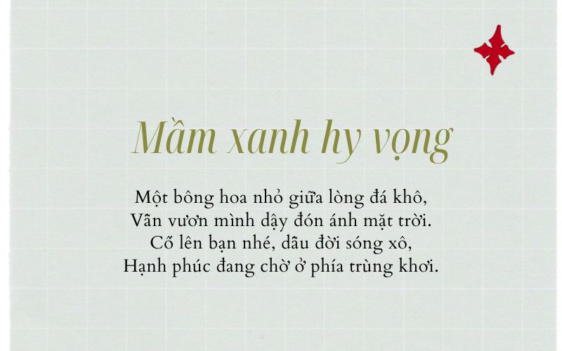 Thơ chữa lành mầm xanh & niềm tin vào tương lai